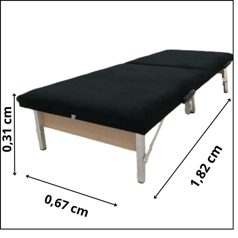 Cama Dobrável Portátil Conjugada Premium PRETO Viagem/Camping/Hospedes - 230KG